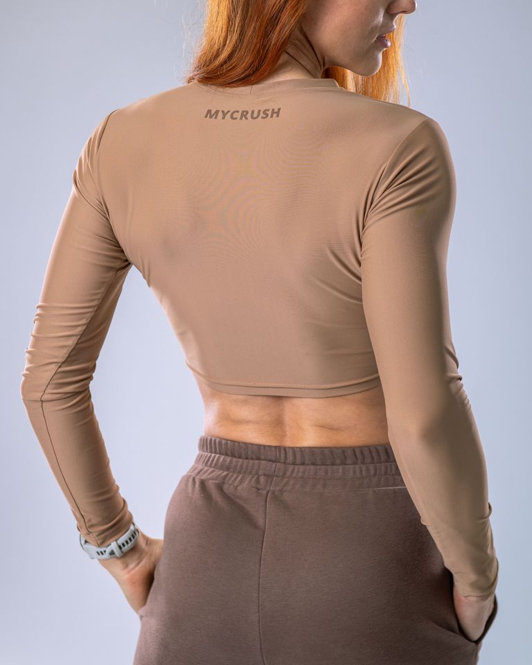 LYCRA Long-Sleeve Crop Top Nude L-1