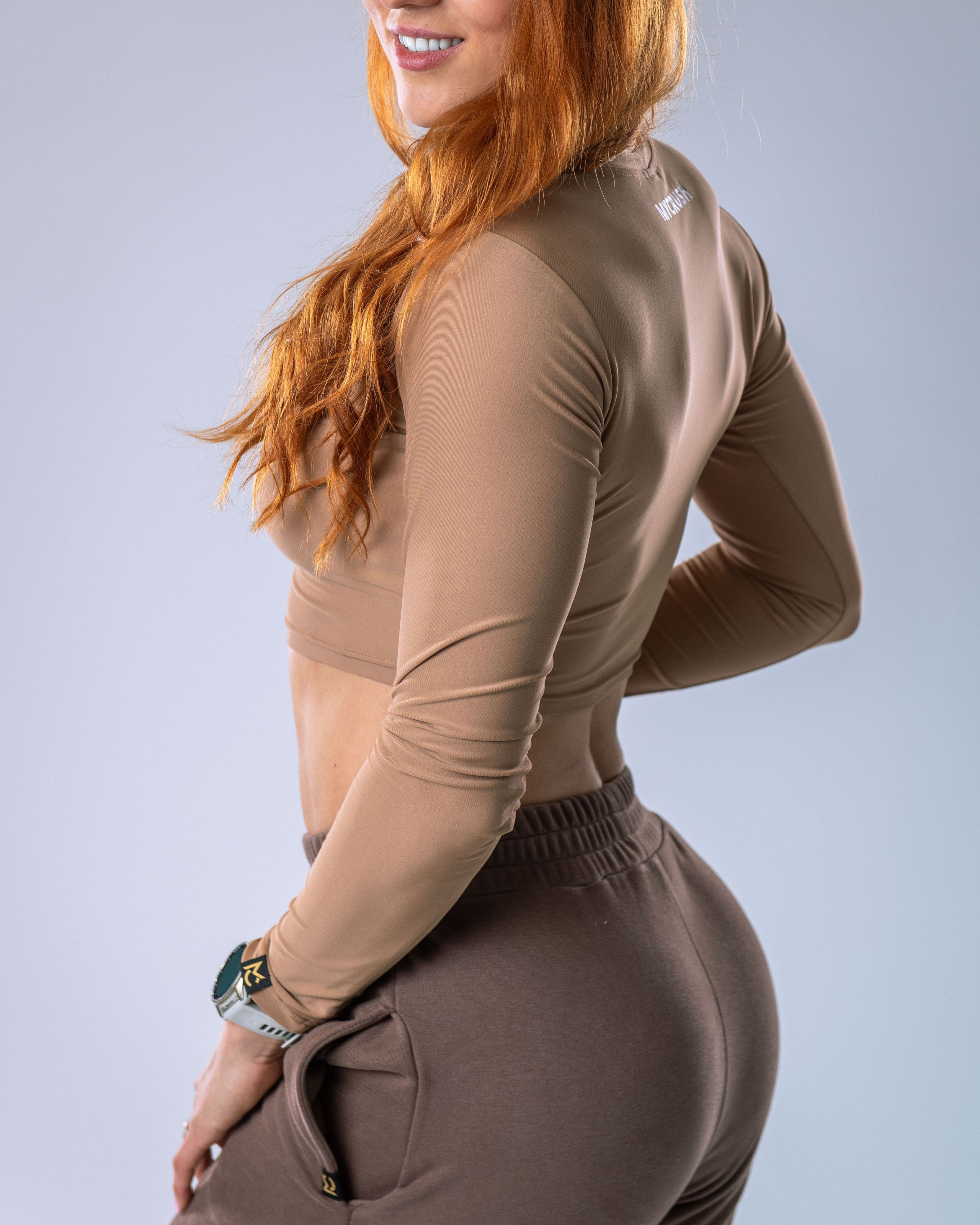 LYCRA Long-Sleeve Crop Top Nude L-4