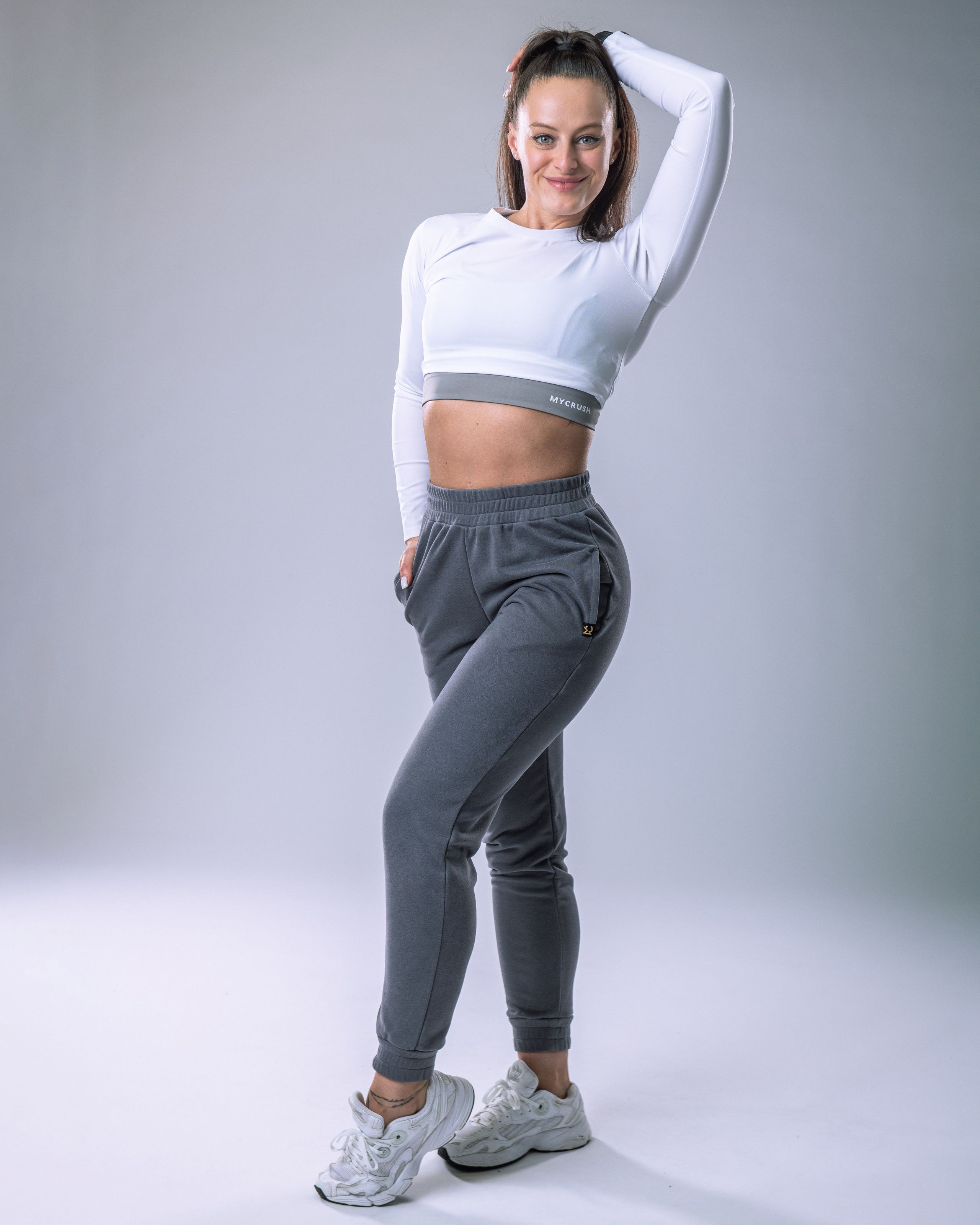 LYCRA Long-Sleeve Crop Top White L-1