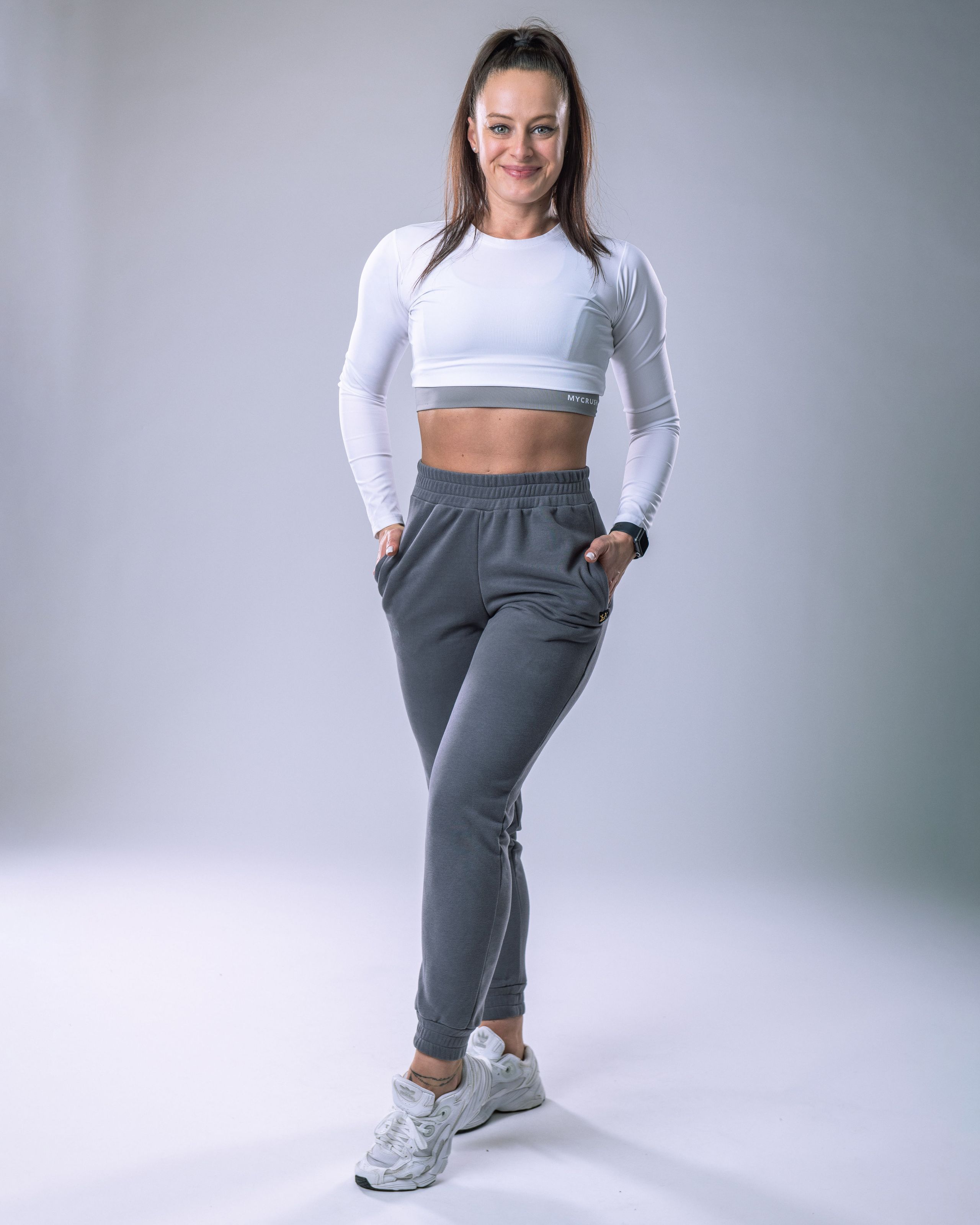 LYCRA Long-Sleeve Crop Top White L-3