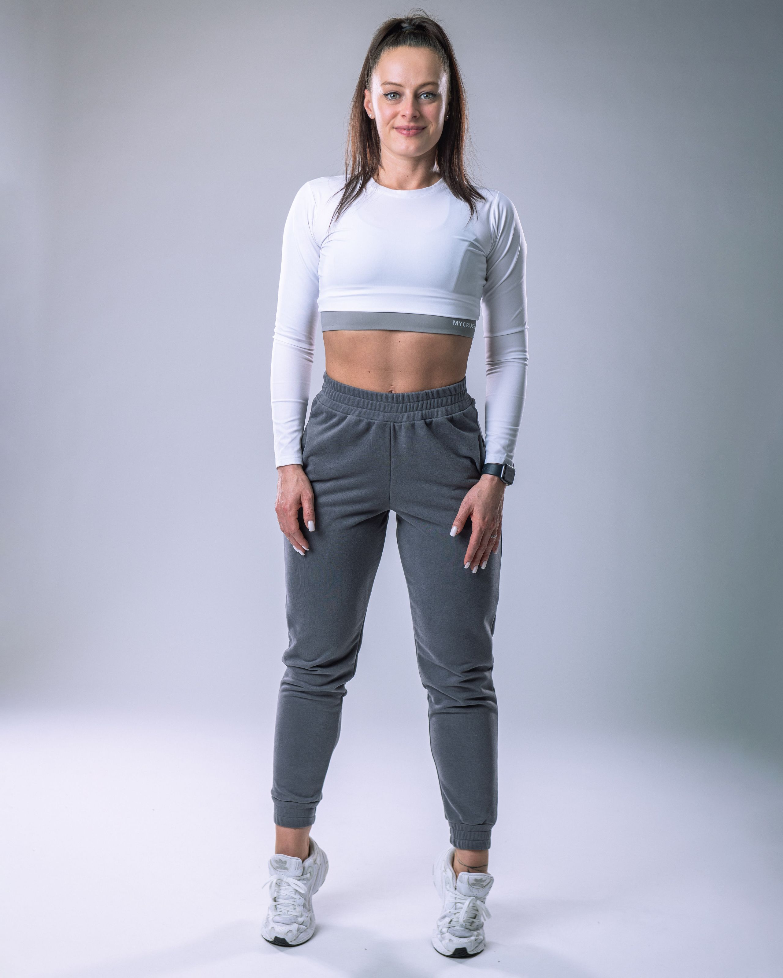 LYCRA Long-Sleeve Crop Top White M-0