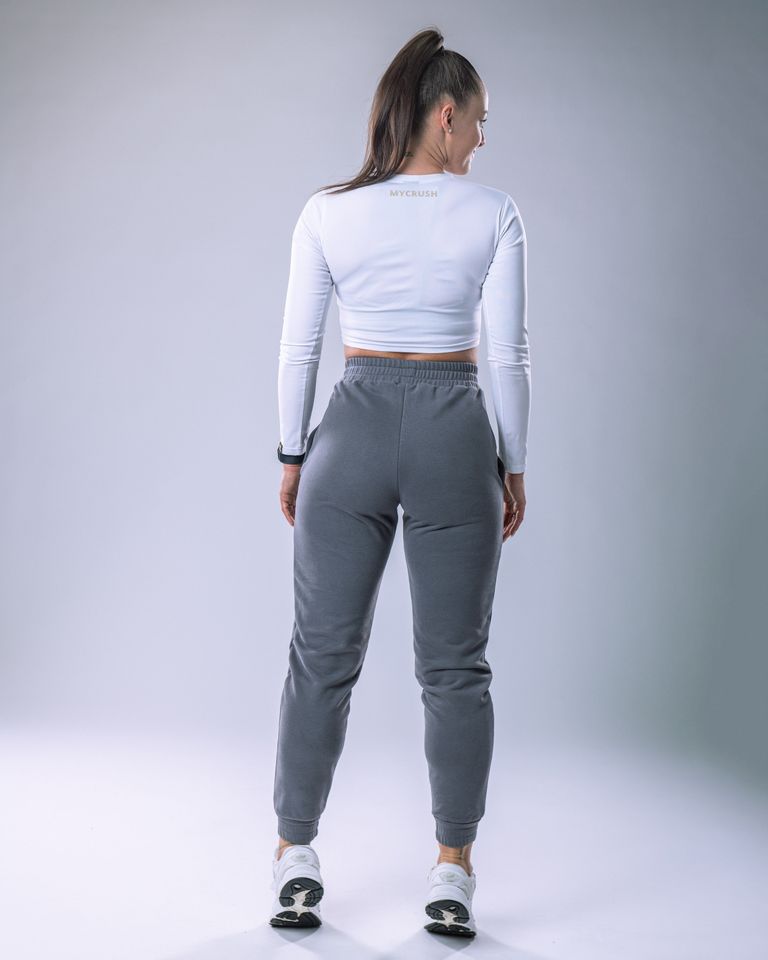 LYCRA Long-Sleeve Crop Top White S-1