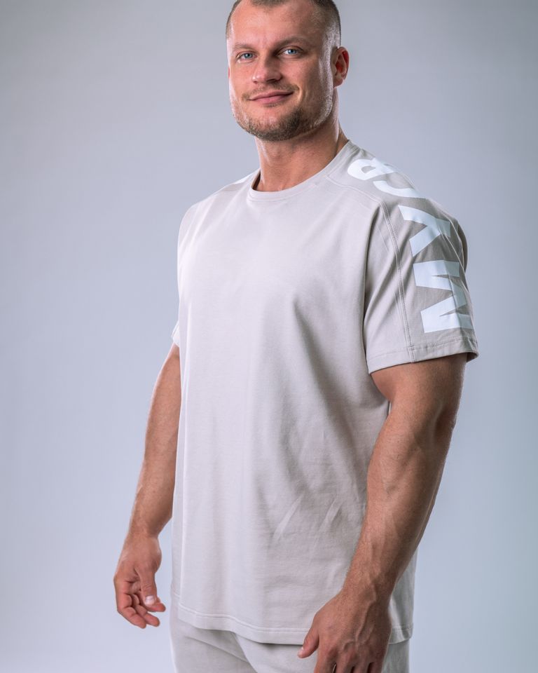 Men’s T-shirt Oversize Large print Beige XL-4