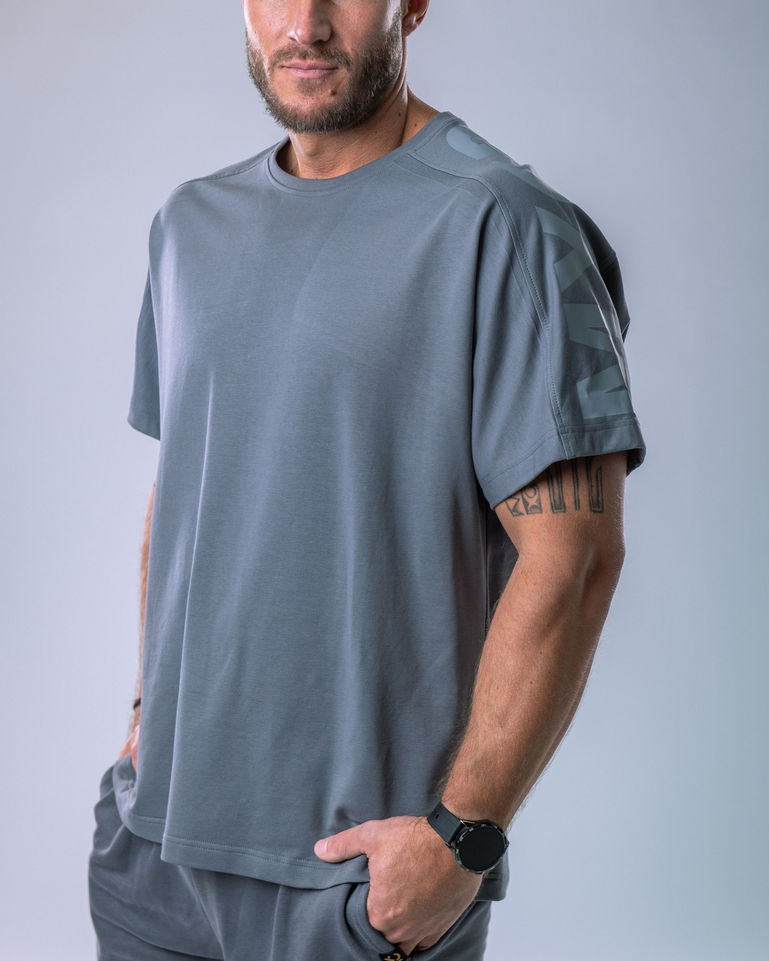 Men’s T-shirt Oversize Large print Grey XL-0