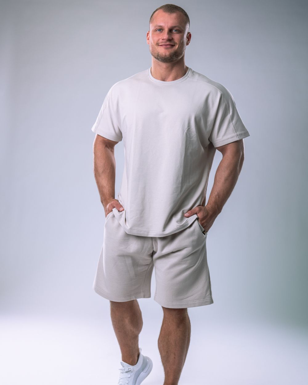 Men’s T-shirt Oversize Plain Beige M
