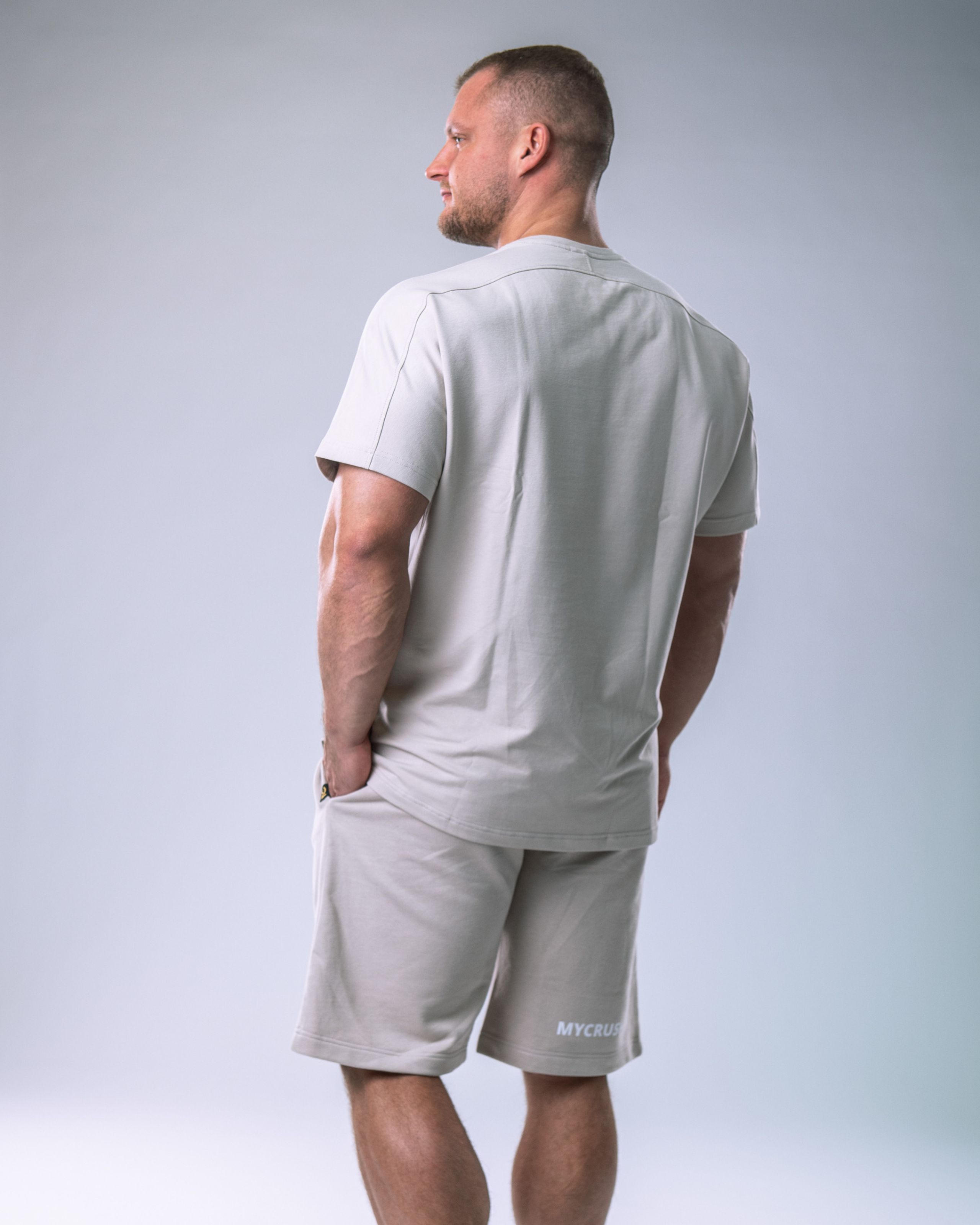 Men’s T-shirt Oversize Plain Beige XL-1