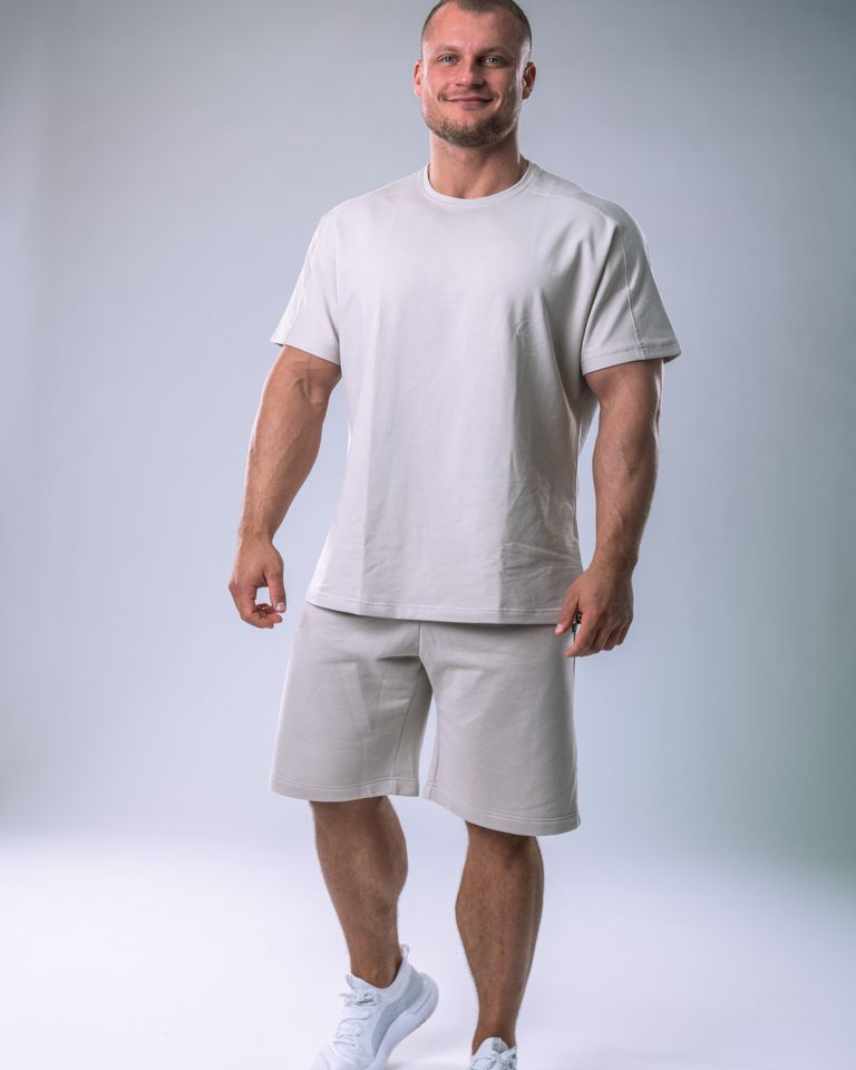Men’s T-shirt Oversize Plain Beige XL-1