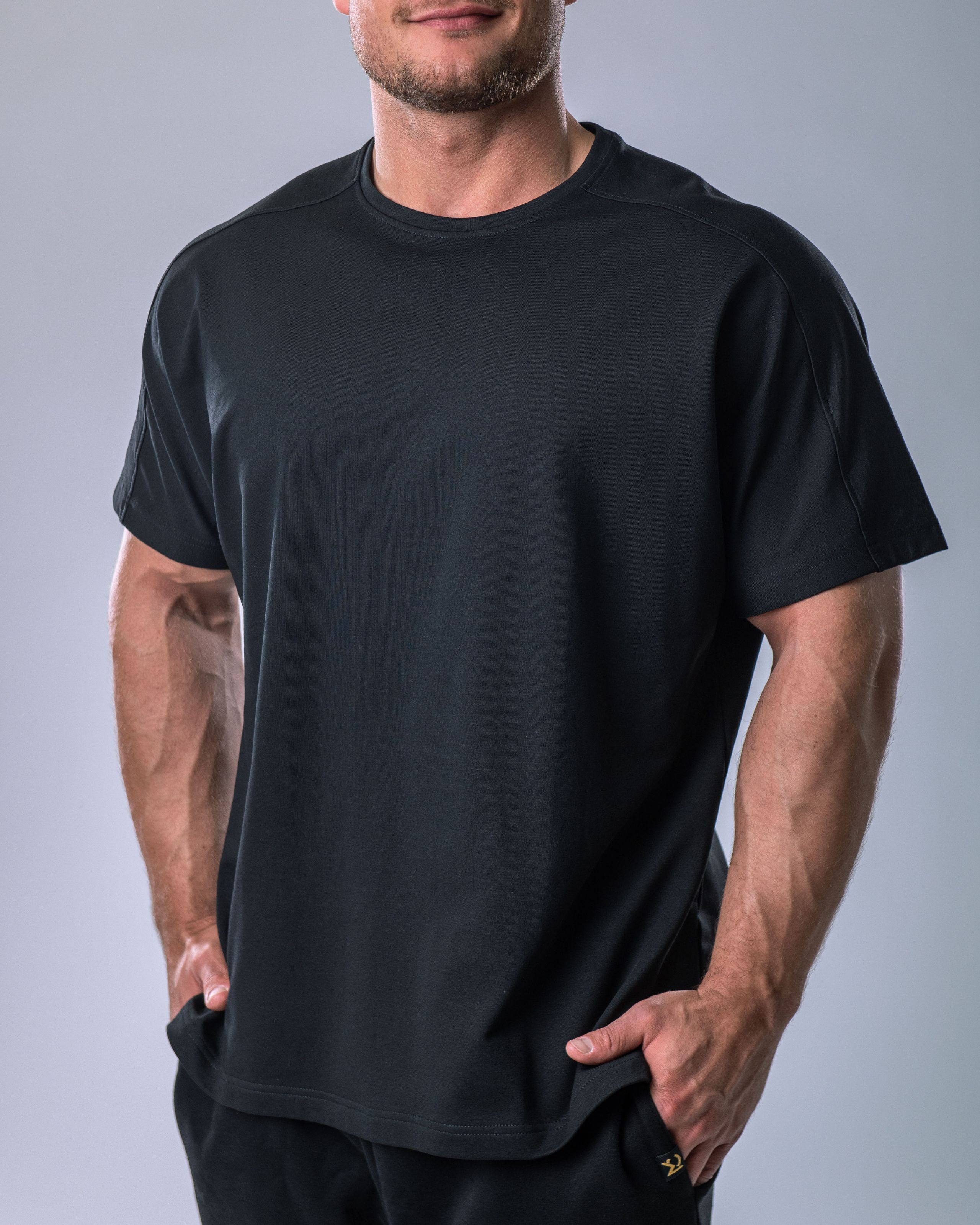 Men’s T-shirt Oversize Plain Black M-2