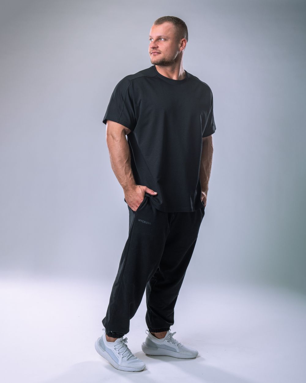 Men’s T-shirt Oversize Plain Black XL