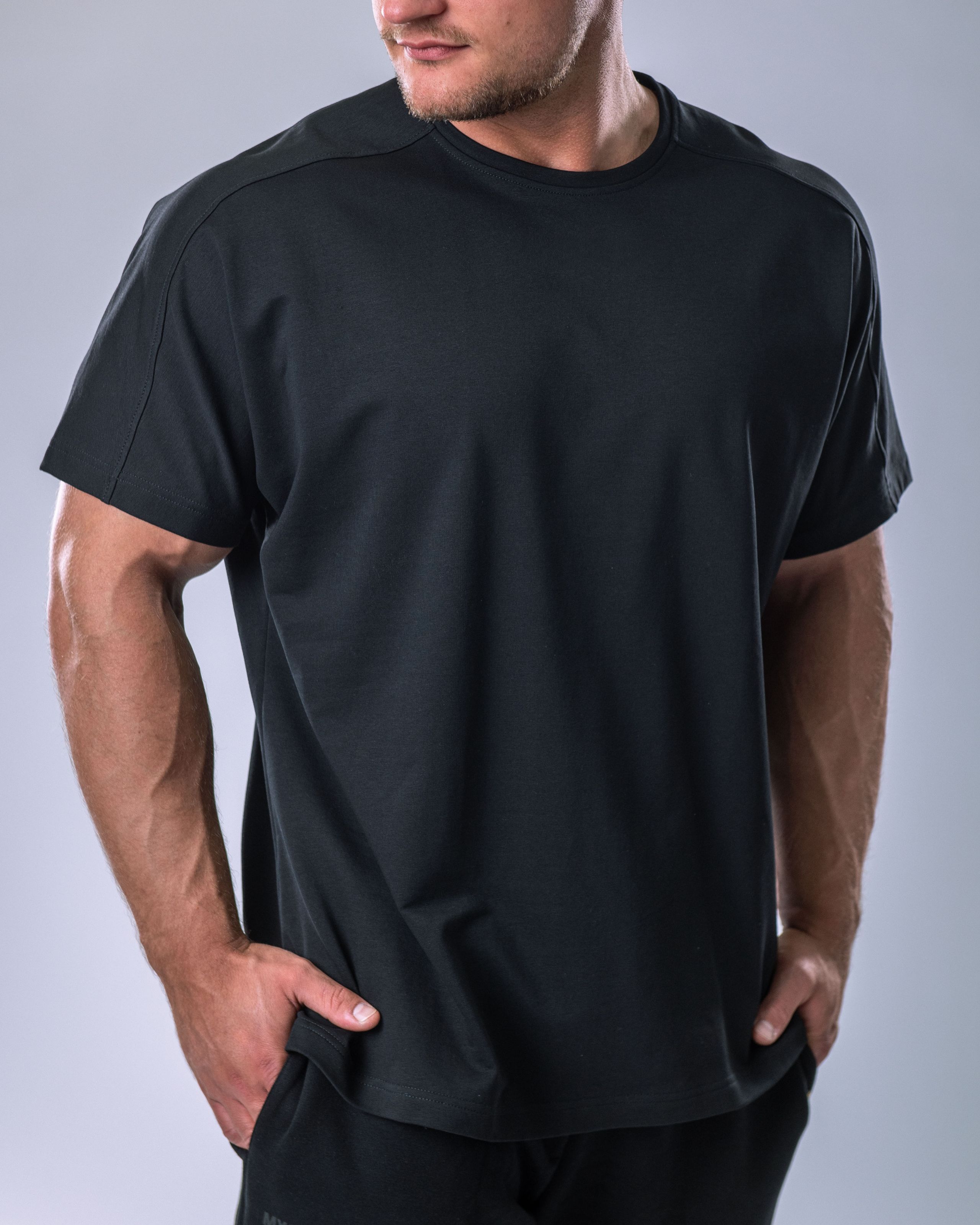 Men’s T-shirt Oversize Plain Black XL-4