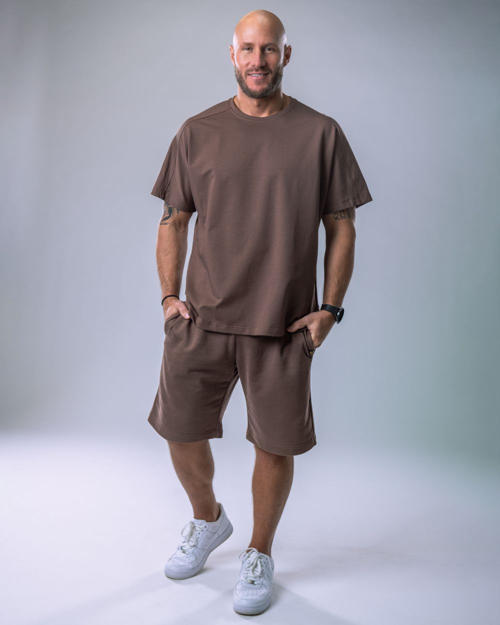 Men’s T-shirt Oversize Plain Brown L