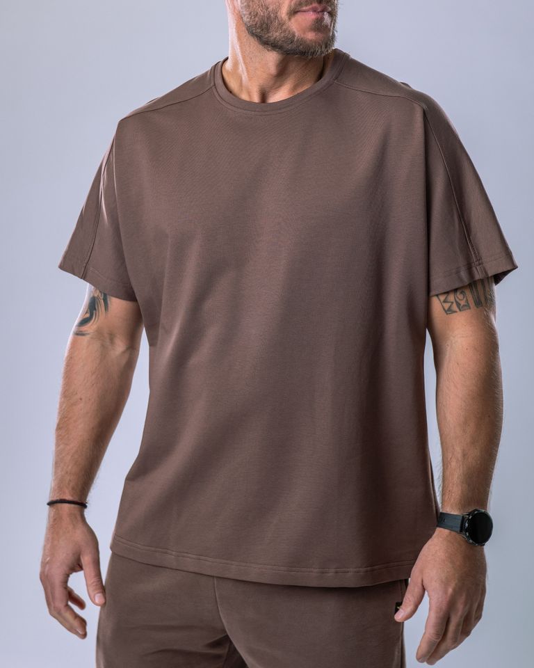 Men’s T-shirt Oversize Plain Brown L-0