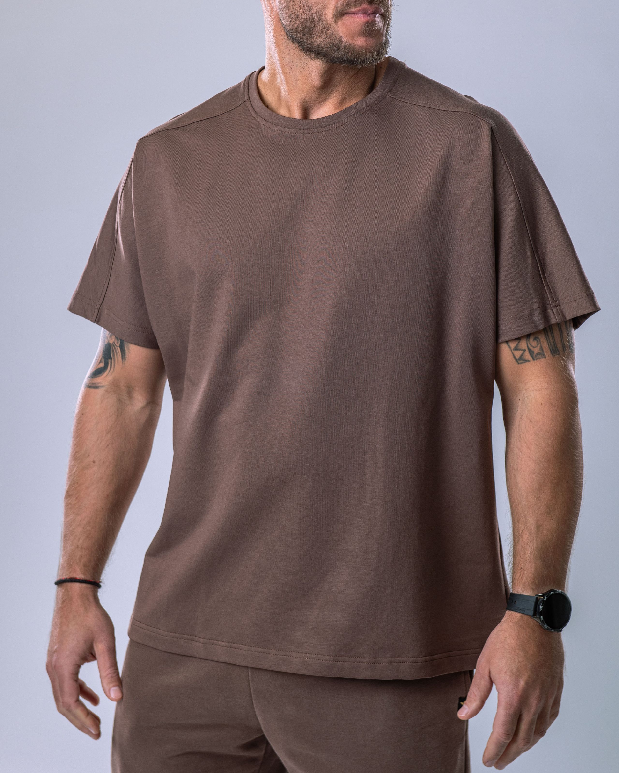 Men’s T-shirt Oversize Plain Brown M-1