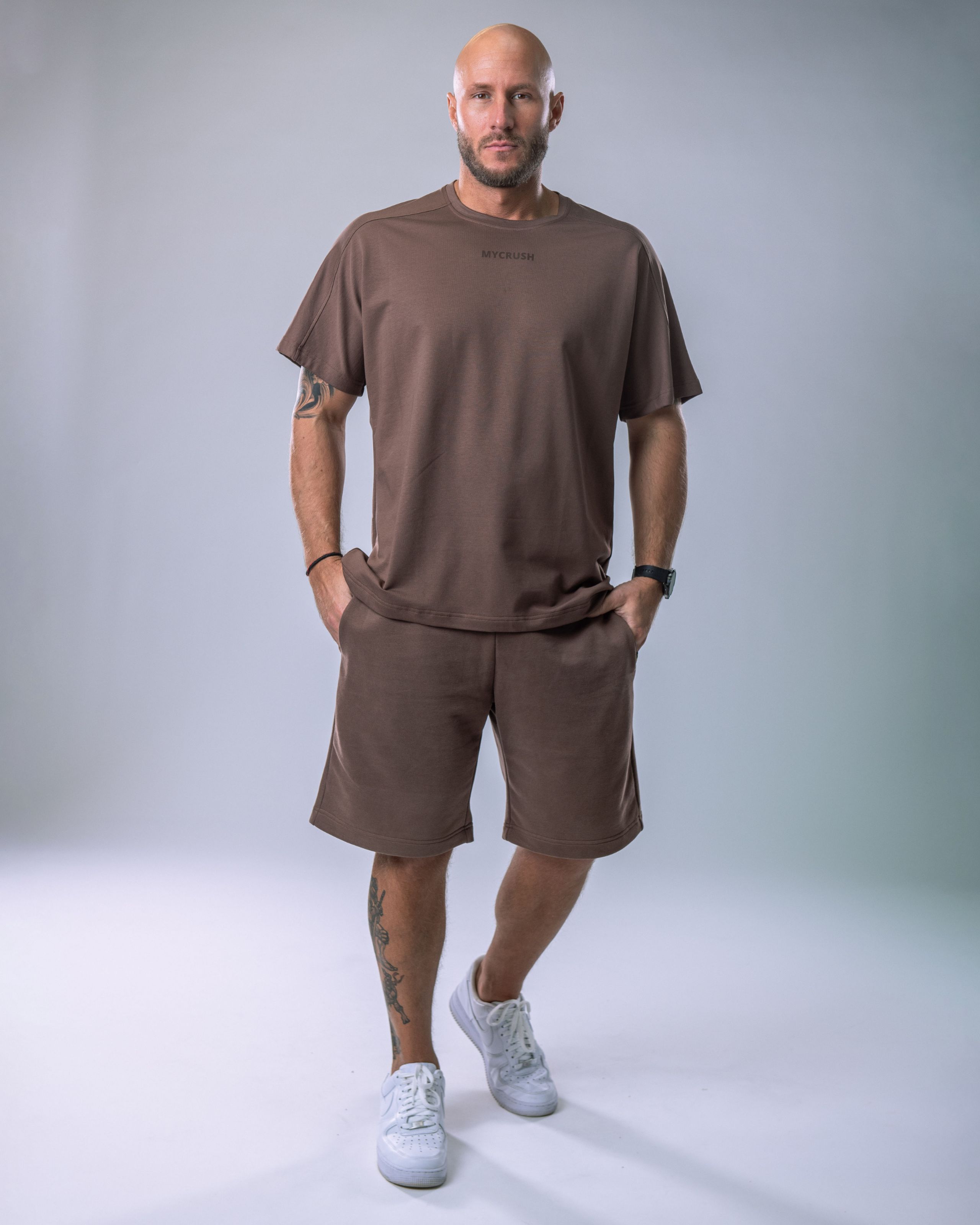 Men’s T-shirt Oversize Small print Brown L-0