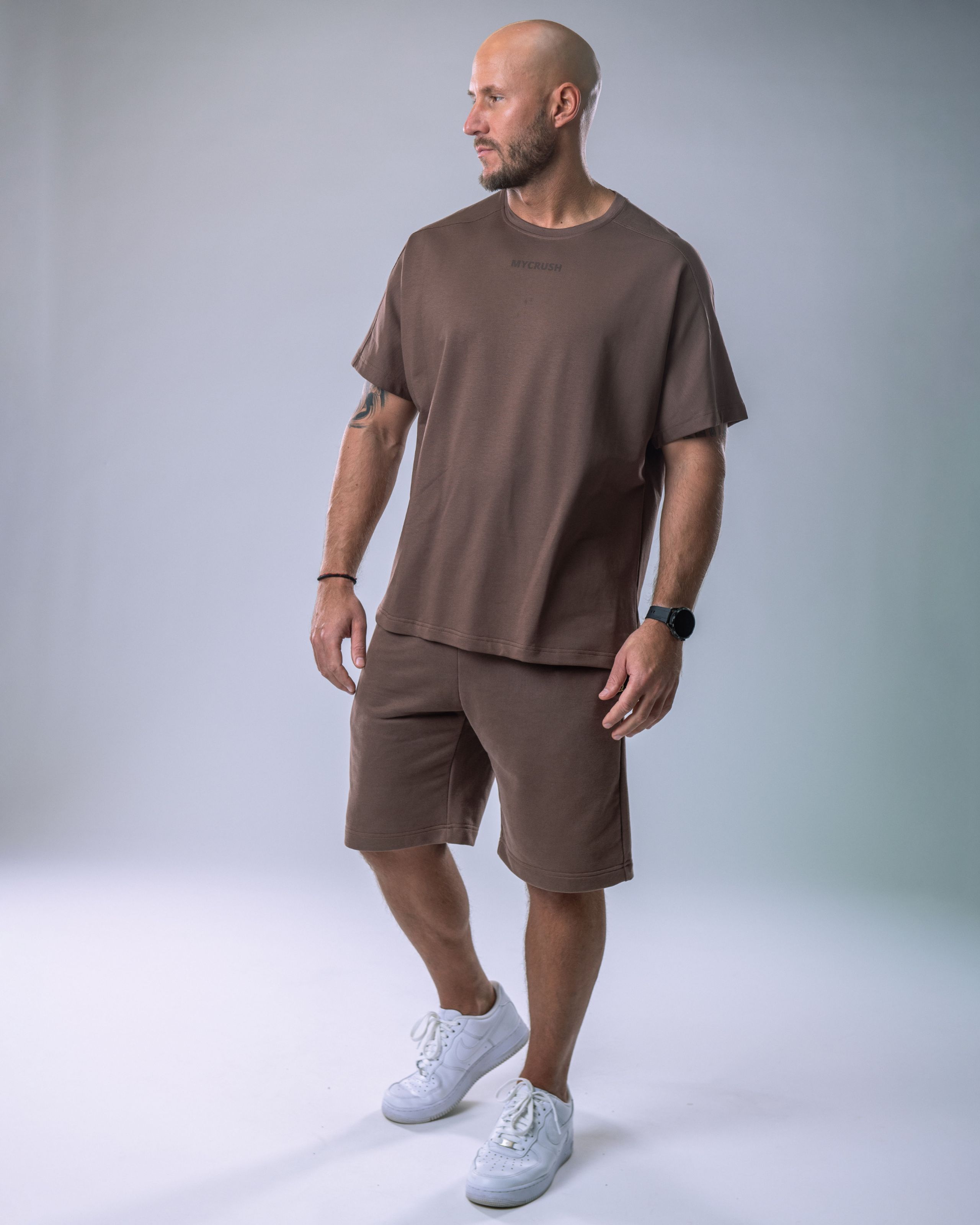 Men’s T-shirt Oversize Small print Brown L-3