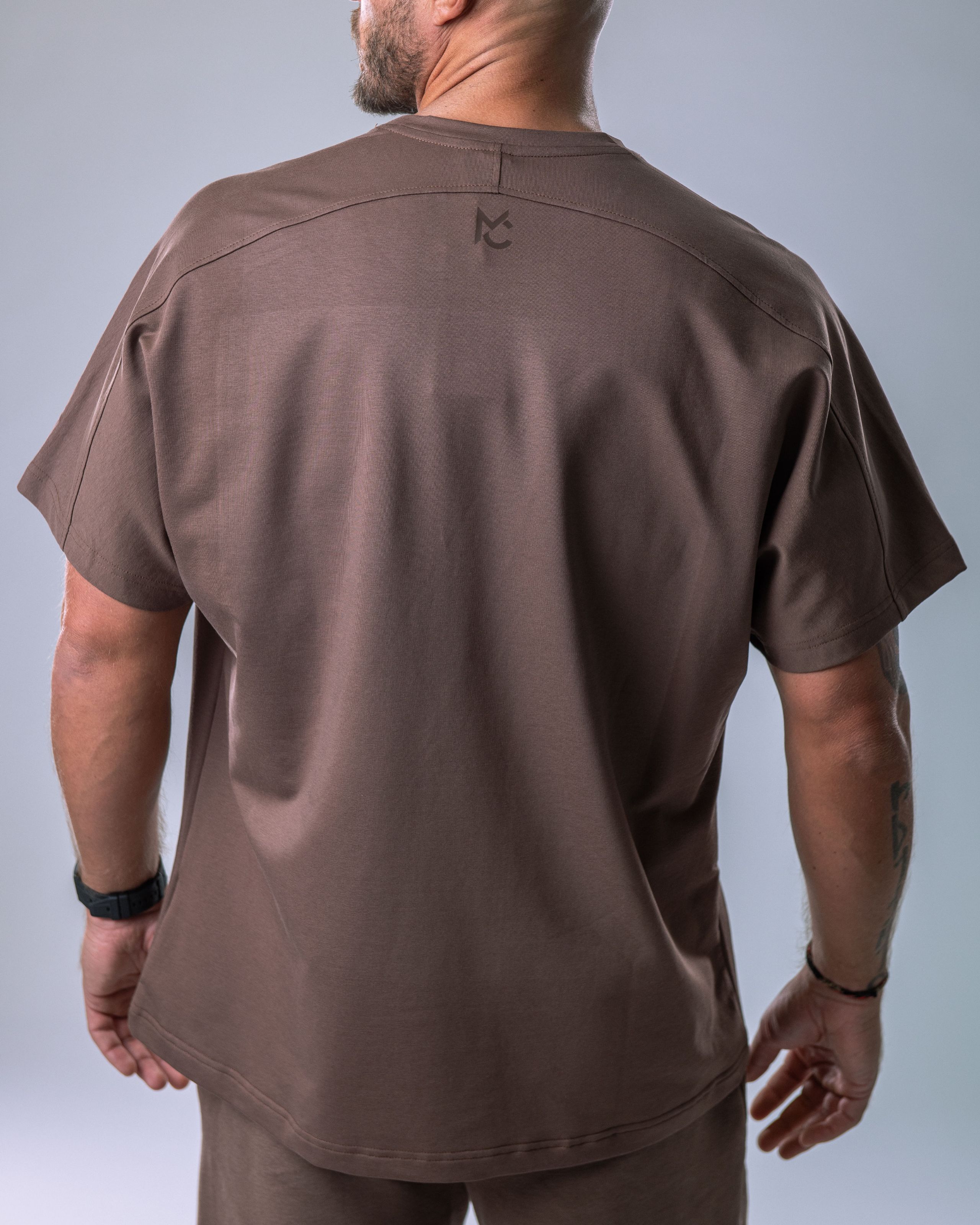 Men’s T-shirt Oversize Small print Brown XL-1