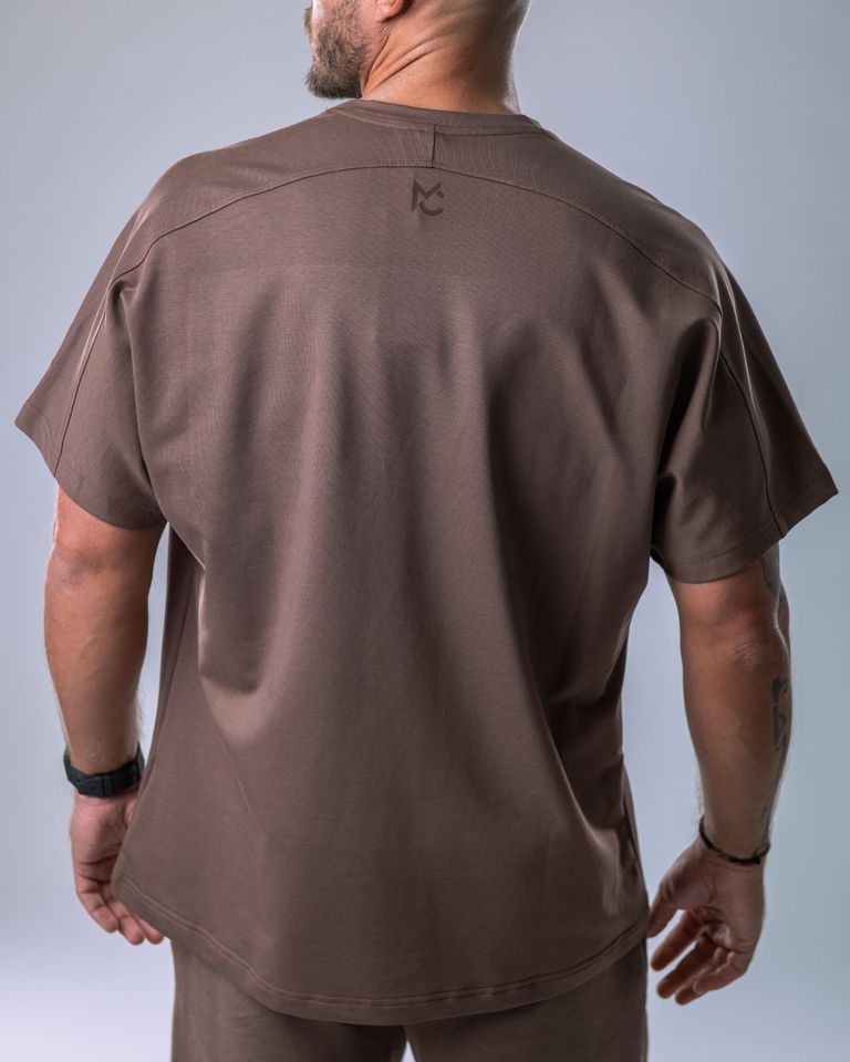 Men’s T-shirt Oversize Small print Brown XL-0