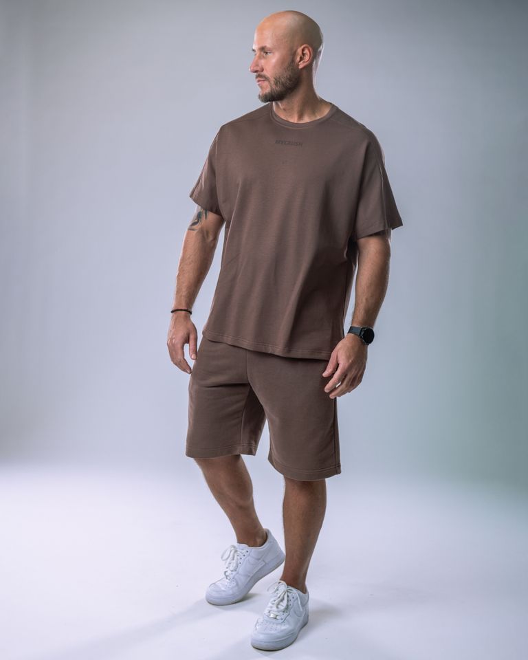 Men’s T-shirt Oversize Small print Brown XL-2