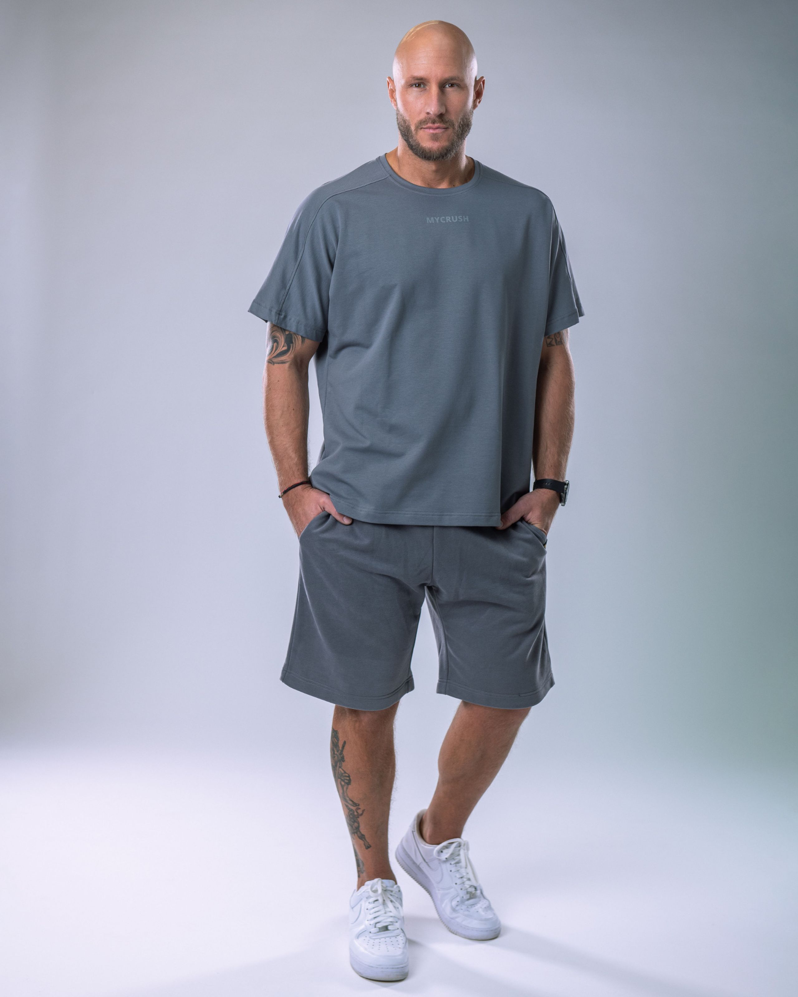 Men’s T-shirt Oversize Small print Grey L-0