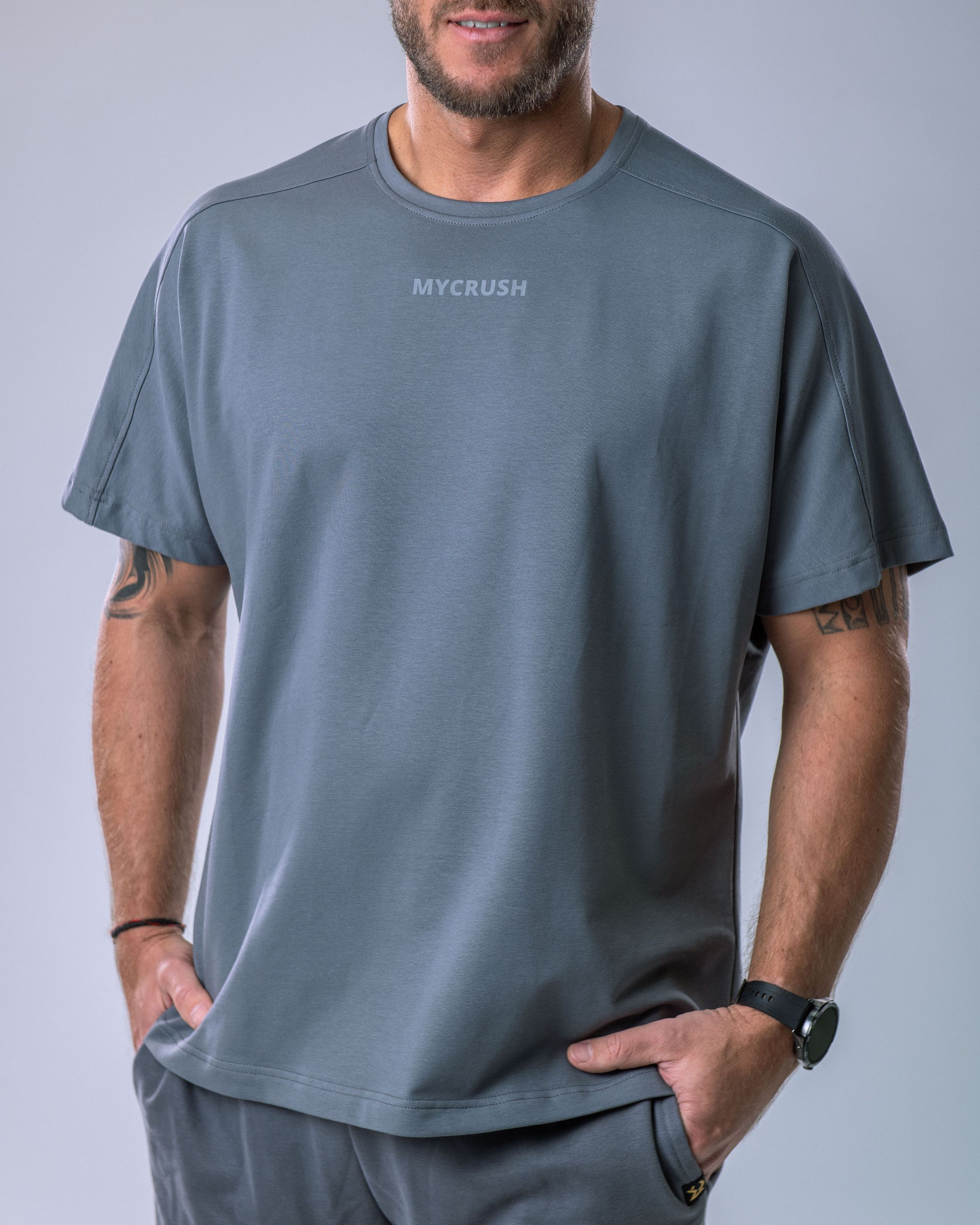 Men’s T-shirt Oversize Small print Grey L-1