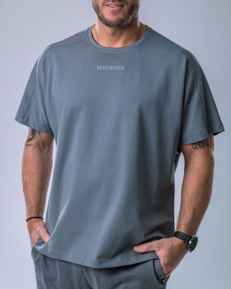 Men’s T-shirt Oversize Small print Grey M-0