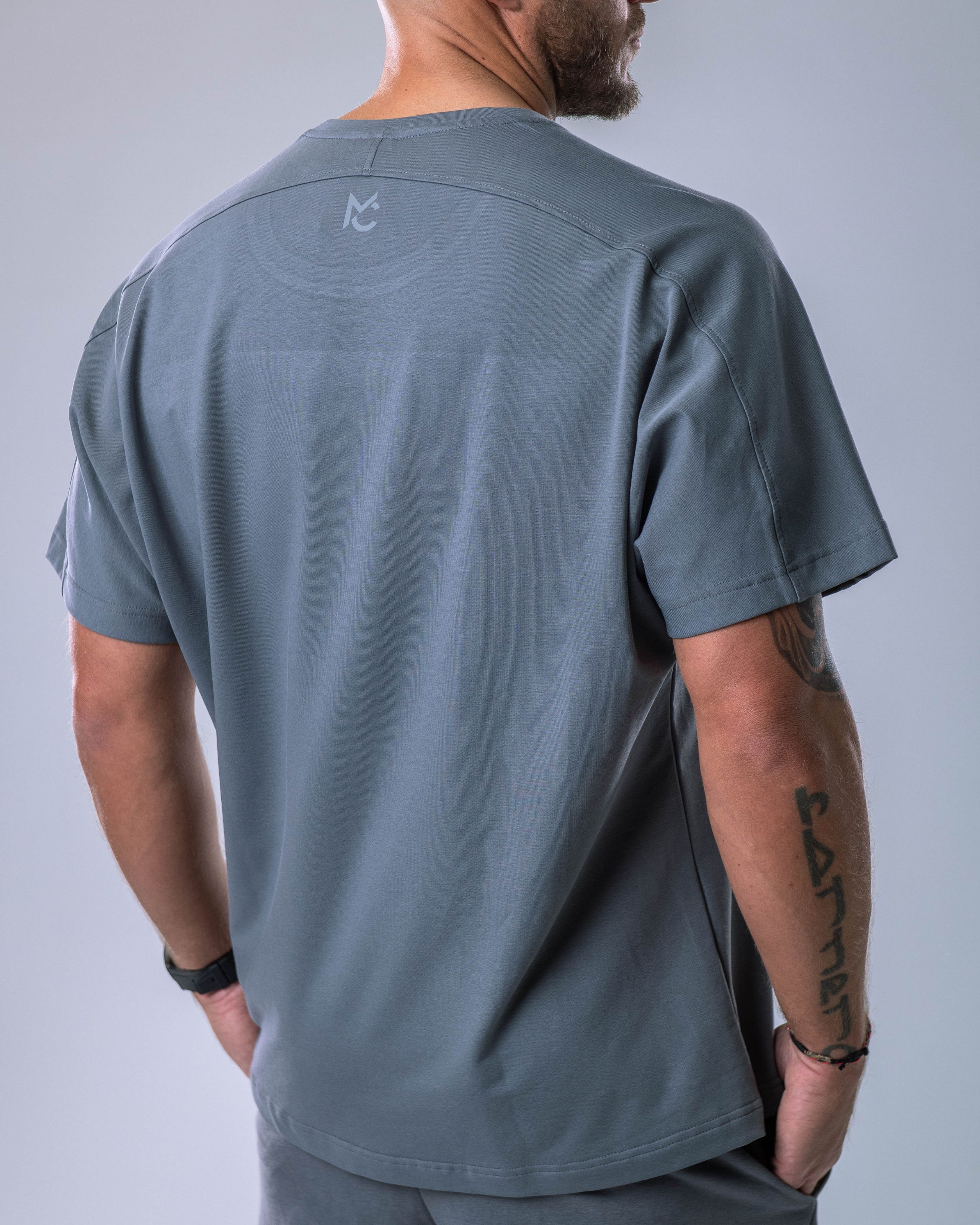 Men’s T-shirt Oversize Small print Grey M-4