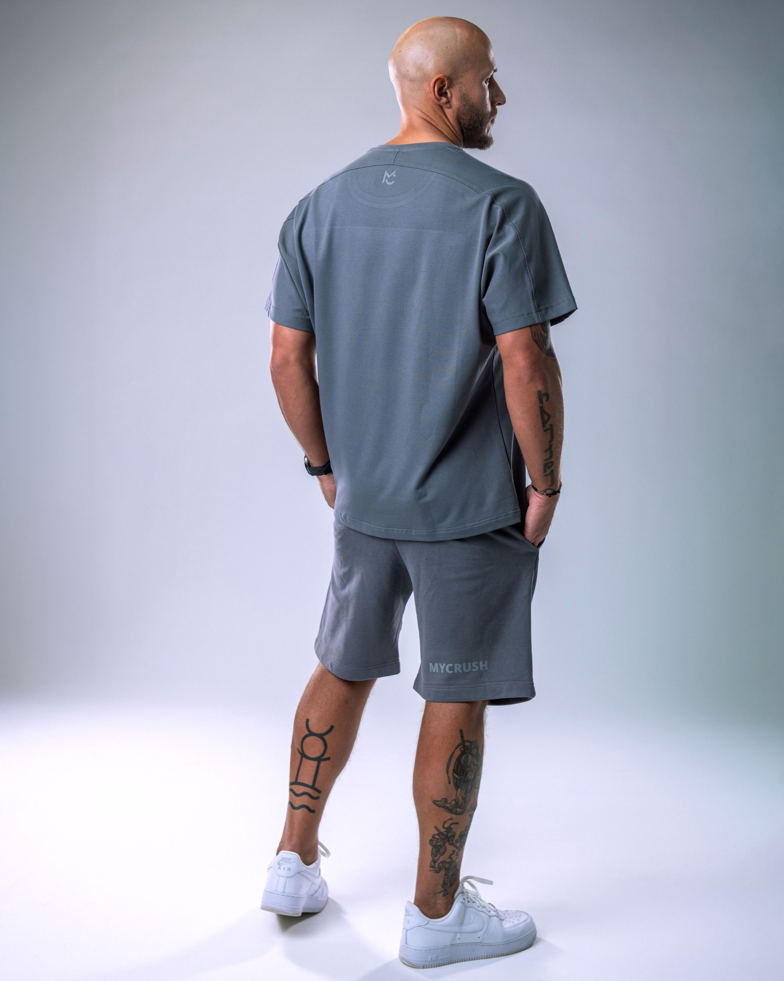 Men’s T-shirt Oversize Small print Grey XL-3
