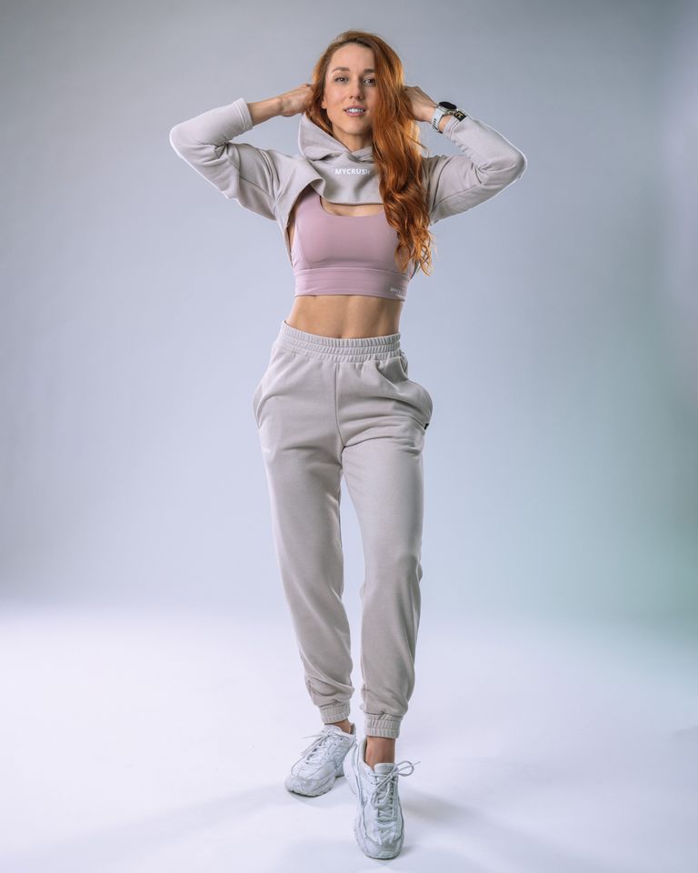 Women’s Ultra Crop Hoodie Beige M-0