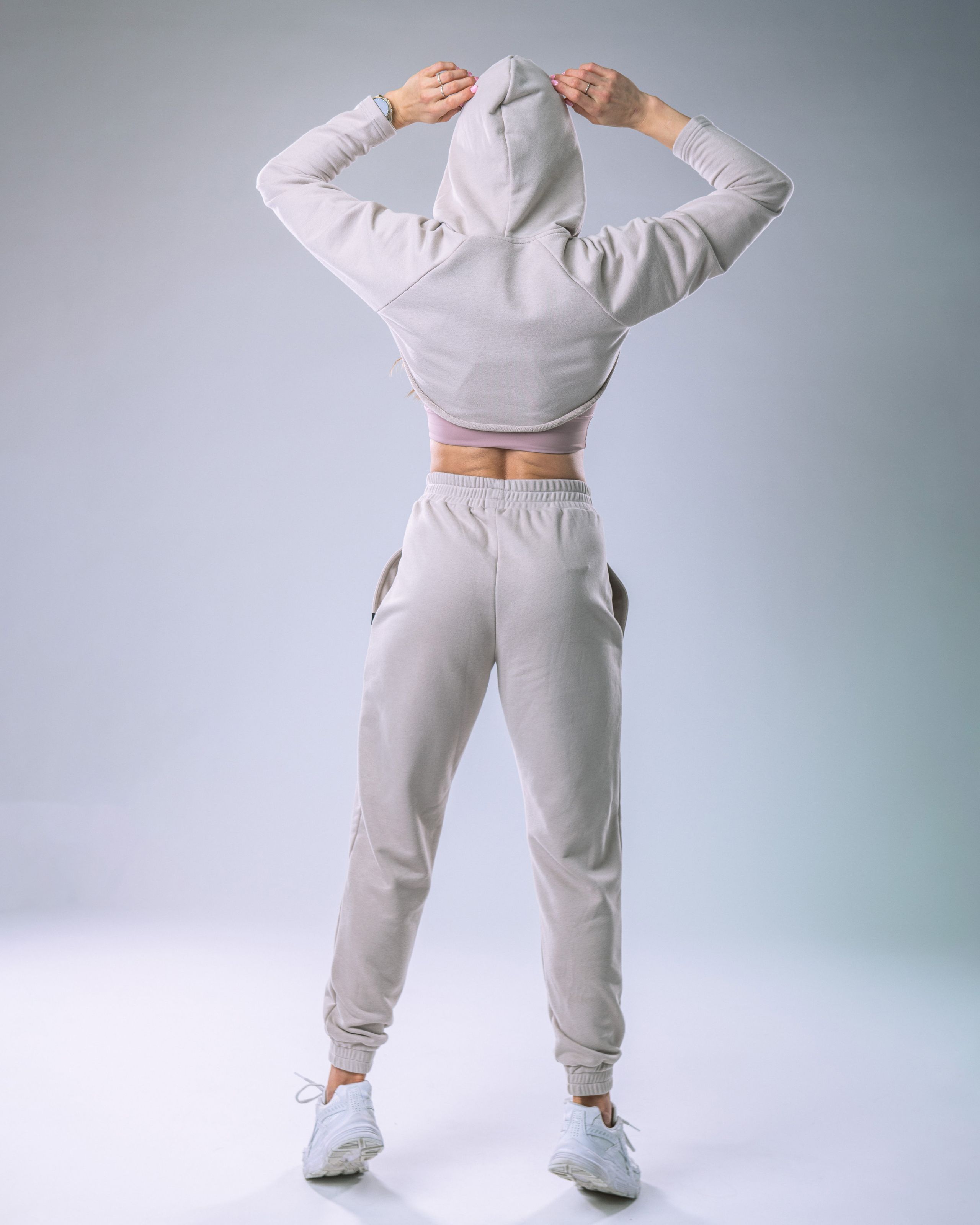 Women’s Ultra Crop Hoodie Beige M-5