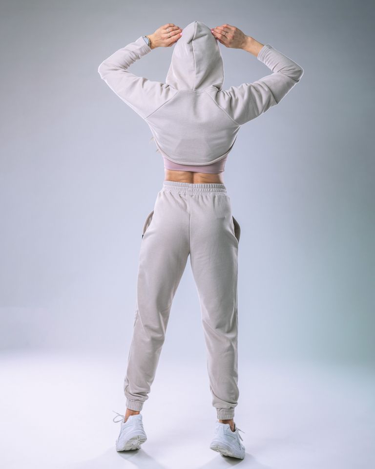 Women’s Ultra Crop Hoodie Beige M-4