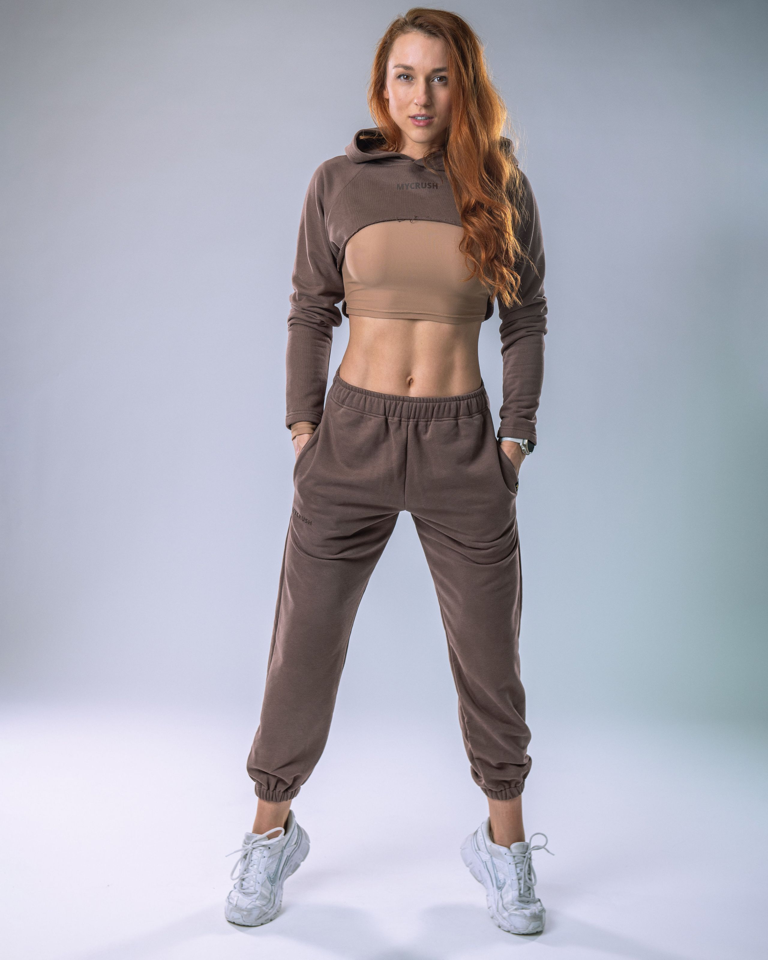 Women’s Ultra Crop Hoodie Brown L-0