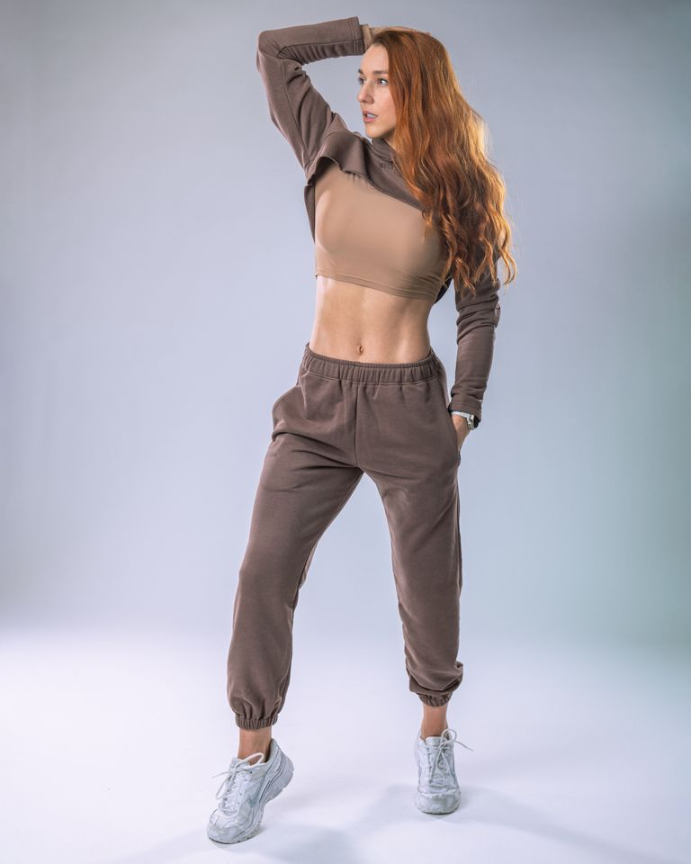 Women’s Ultra Crop Hoodie Brown L-2