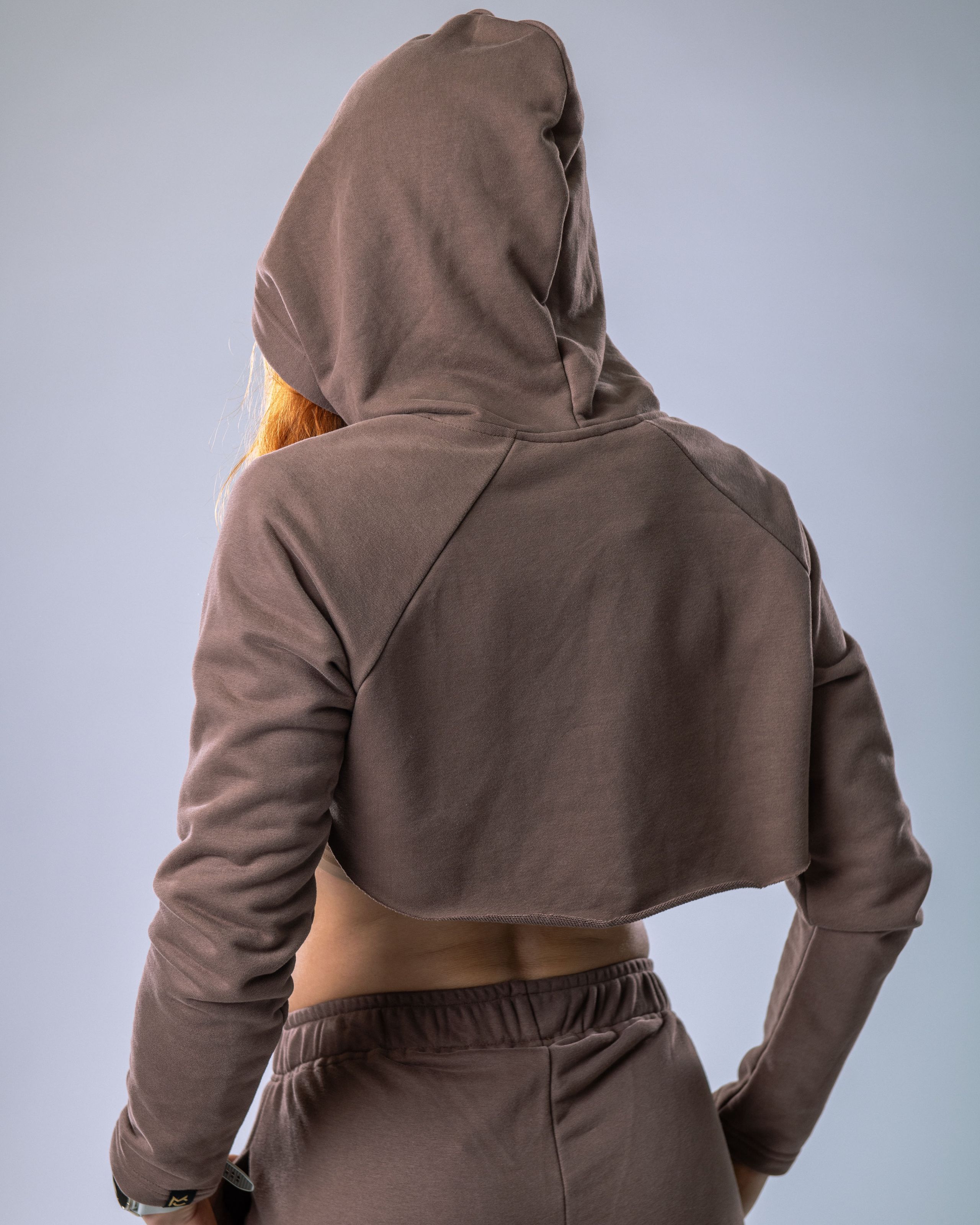Women’s Ultra Crop Hoodie Brown S-2