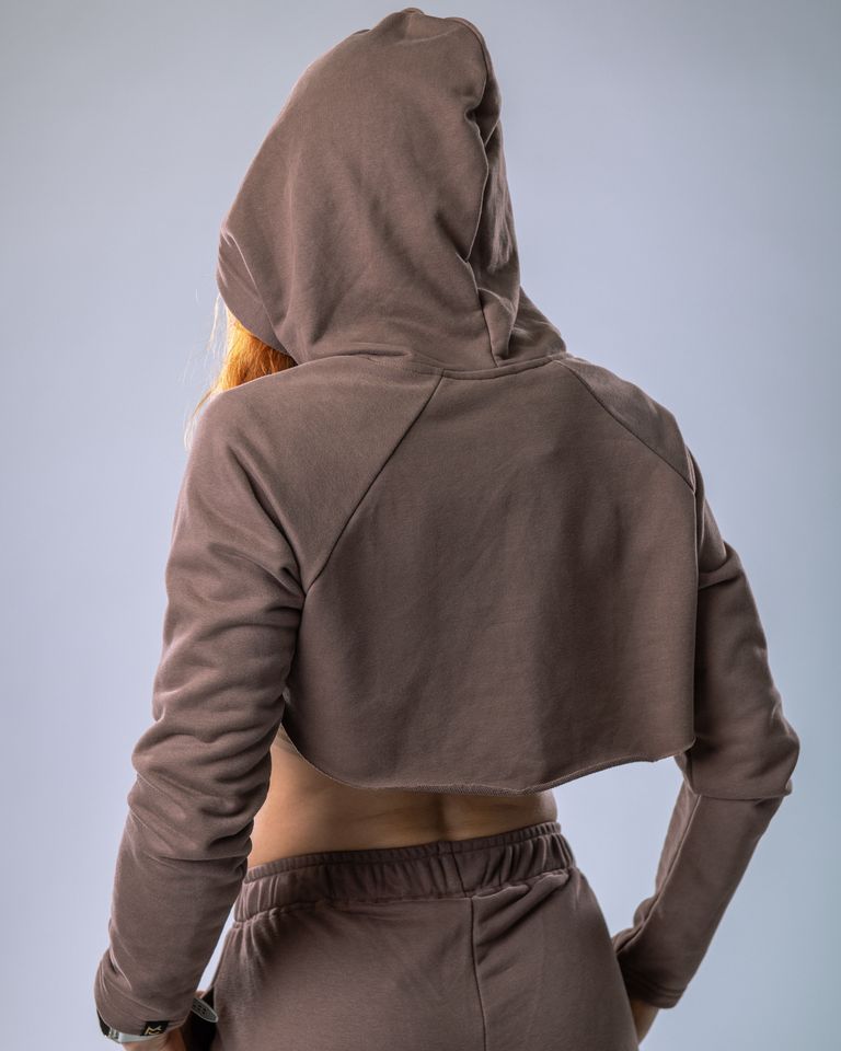 Women’s Ultra Crop Hoodie Brown S-1