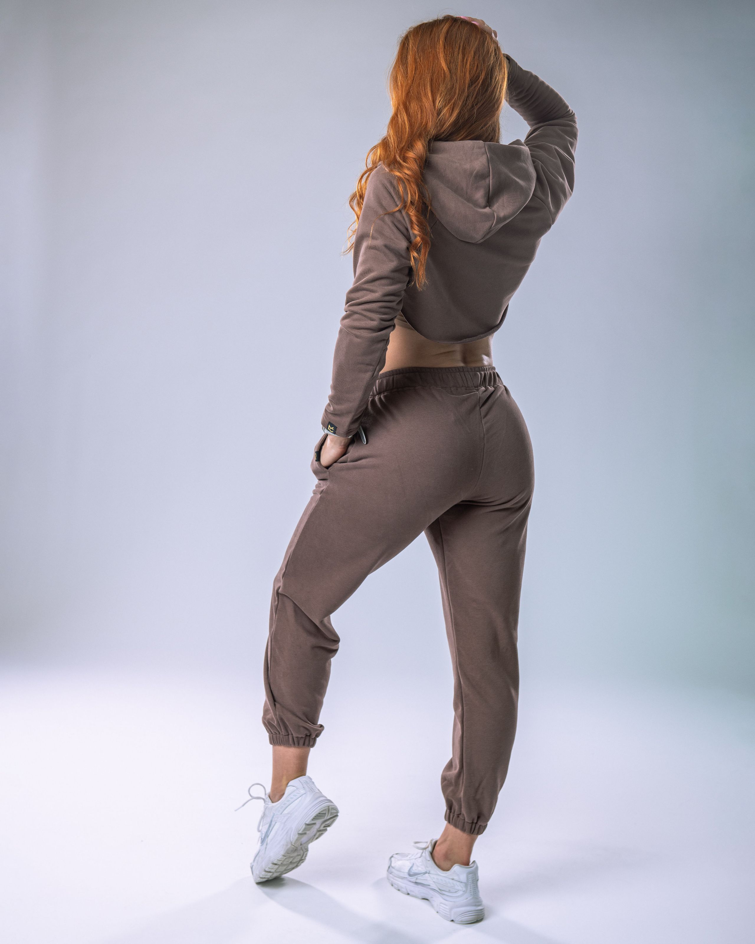 Women’s Ultra Crop Hoodie Brown S-4