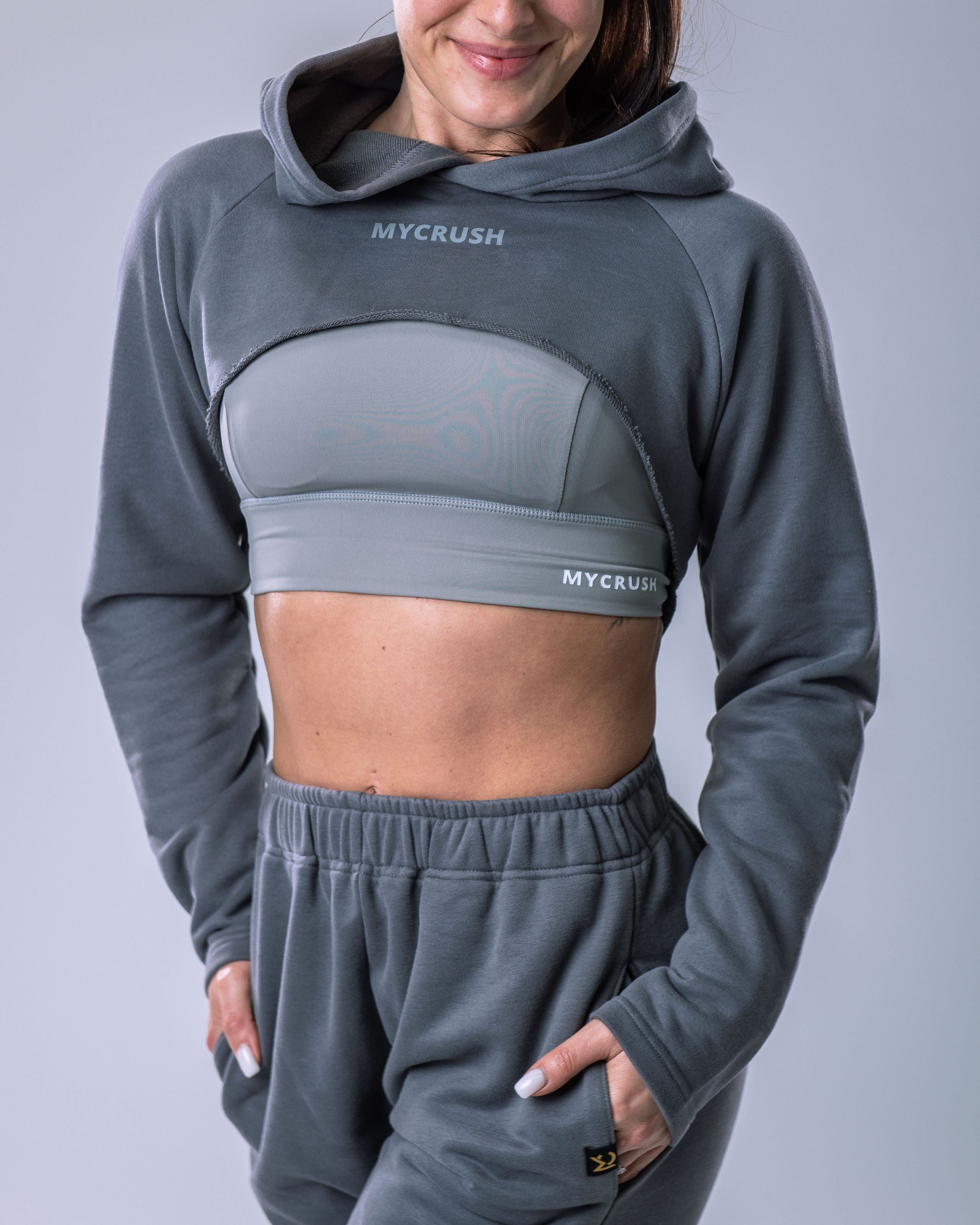 Women’s Ultra Crop Hoodie Grey S-2