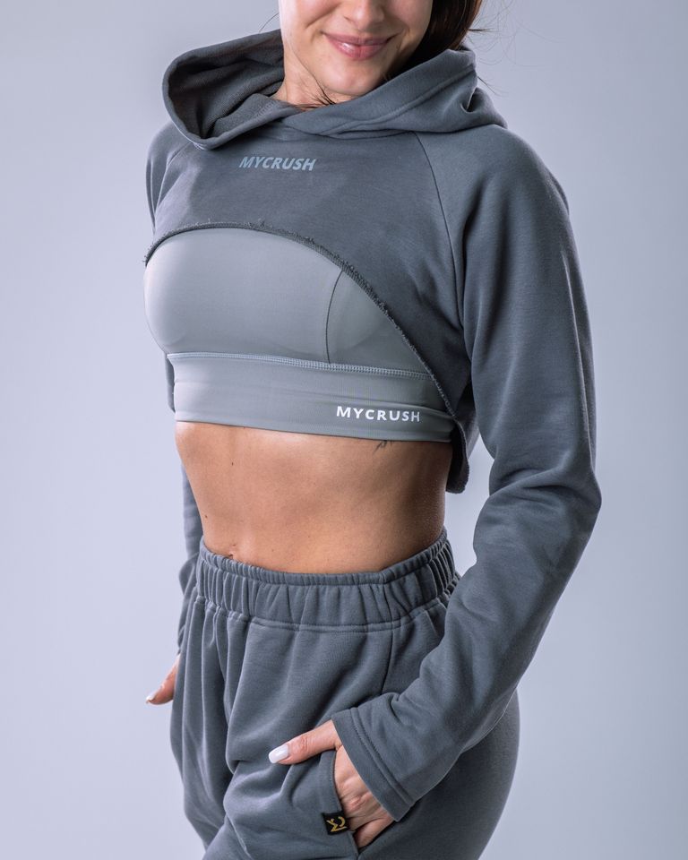 Women’s Ultra Crop Hoodie Grey S-4
