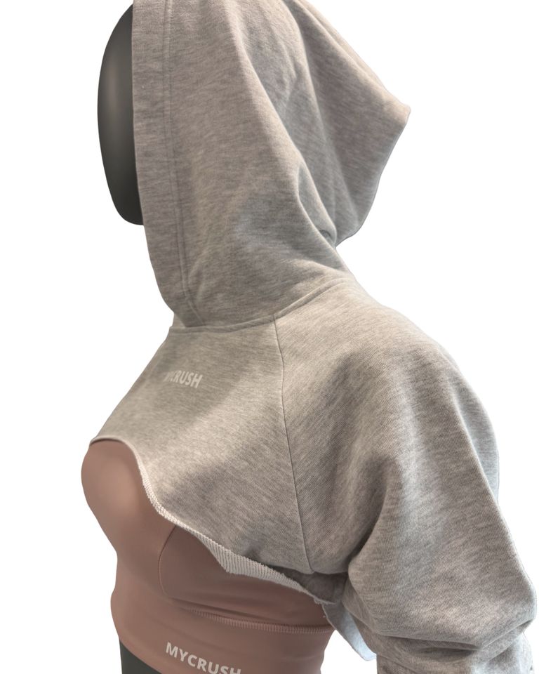 Women’s Ultra Crop Hoodie Heather Grey S-1
